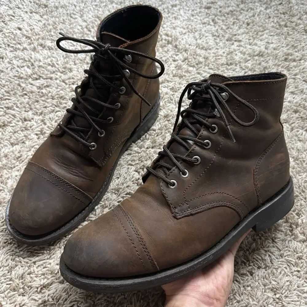 Thursday Boots Company Men's Handmade Captain Boots Brown Leather Men’s Size 9.5